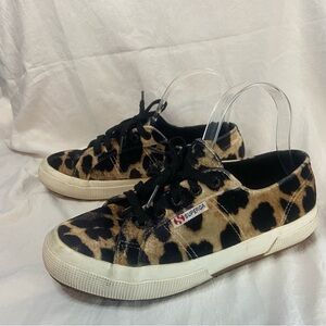 Superga Velvet Leopard Animal Print Sneakers